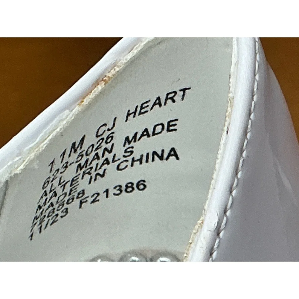Christie & Jill Mary Jane Girls Size 11 White NEW Rhinestone Wedge CJ Heart